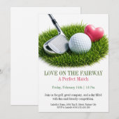 Liefde op de Fairway Golf Valentijn Uitnodiging (Voorkant / Achterkant)