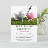 Liefde op de Fairway Golf Valentijn Uitnodiging (Staand voorkant)