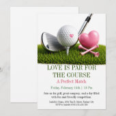Liefde op de Fairway Golf Valentijn Uitnodiging (Voorkant / Achterkant)