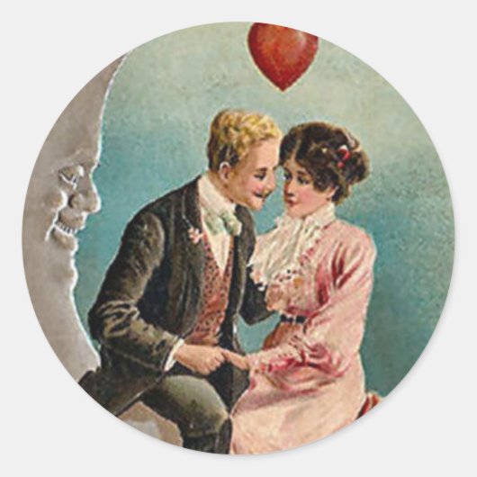 Liefde op de maan ronde sticker (Voorkant)