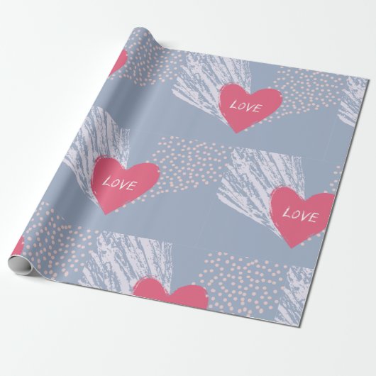 Liefde op een hart cadeaupapier (Uitgerold)