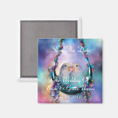 Liefde op een maan Swing Save-the-Date bruiloft ma Magneet (Voorkant / Achterkant)