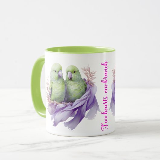 Liefde op een tak - Twee vogels in harmonie Mok (Voorkant links)