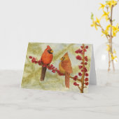 Liefde op een Winterberry Branch Kaart (Gele Bloem)