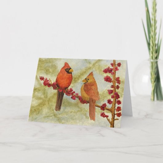 Liefde op een Winterberry Branch Kaart (Voorkant)