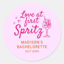 Liefde op eerste Spritz roze Sinaasappel Bachelore Ronde Sticker