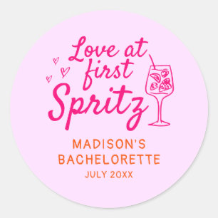 Liefde op eerste Spritz roze Sinaasappel Bachelore Ronde Sticker
