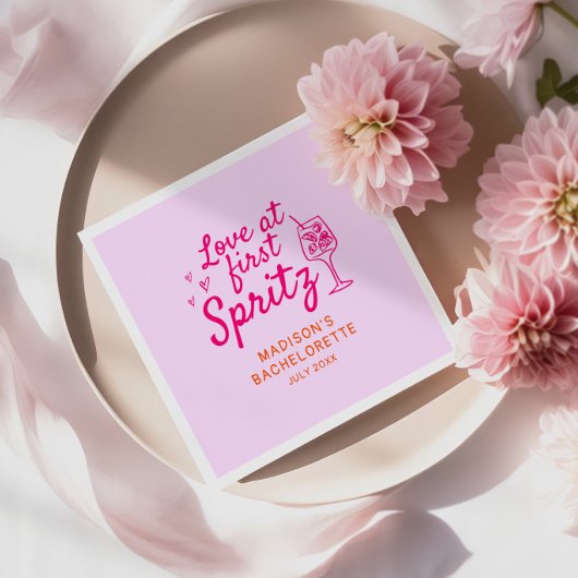 Liefde op eerste Spritz roze Sinaasappel Bachelore Servet