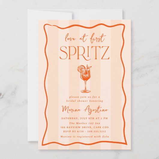 Liefde op het Eerste Bruidsfeest Spritz Kaart (Voorkant)