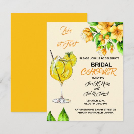 Liefde op het eerste bruidsfeest uitnodiging (Voorkant / Achterkant)