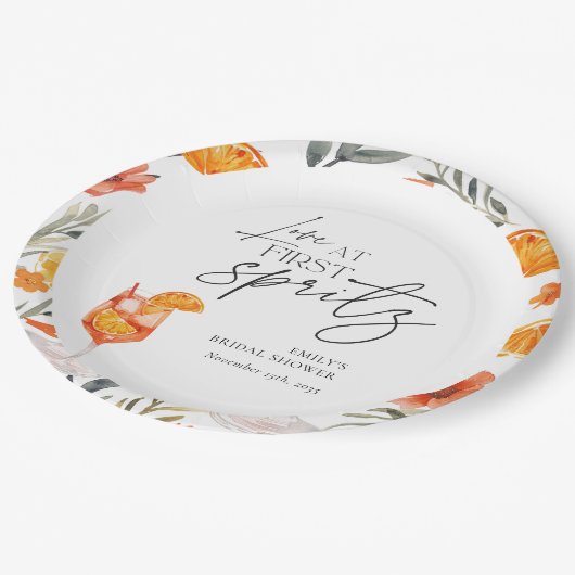 Liefde Op Het Eerste Bruisende Bruiloftsfeest Papieren Bordje (Gekanteld)