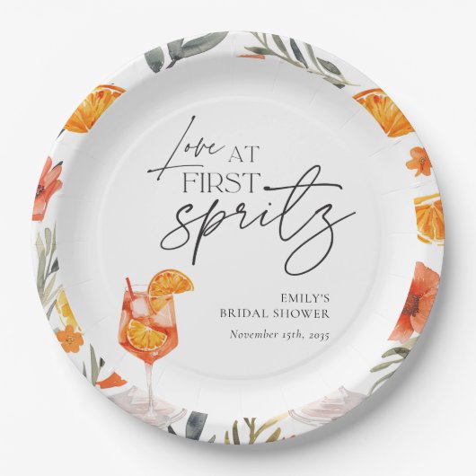 Liefde Op Het Eerste Bruisende Bruiloftsfeest Papieren Bordje (Voorkant)