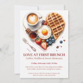 Liefde Op Het Eerste Brunch - Wafels Koffie Ontbij Kaart