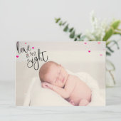 Liefde op het eerste gezicht Baby Geboorte Aankondiging (Staand voorkant)