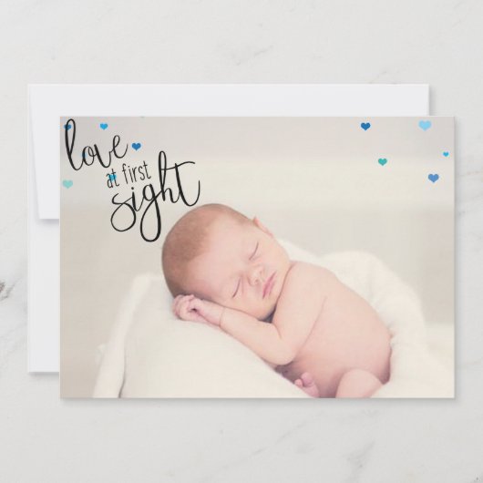 Liefde op het eerste gezicht Baby Geboorte Aankondiging (Voorkant)