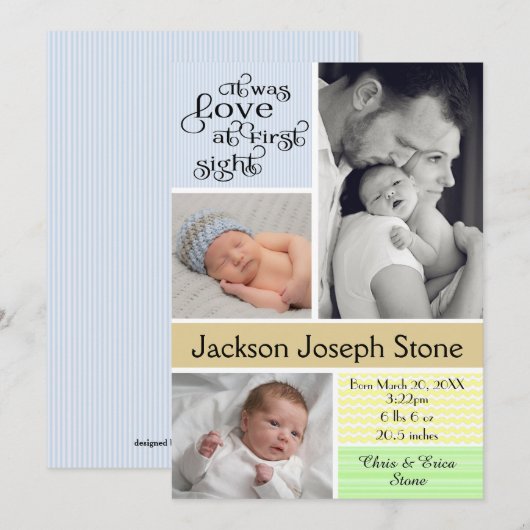 Liefde op het eerste gezicht Kleurrijke Collage -  Aankondiging (Voorkant / Achterkant)