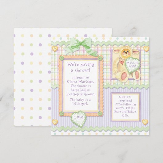 Liefde op het eerste gezicht, Lamb Baby shower Inv Kaart (Voorkant / Achterkant)