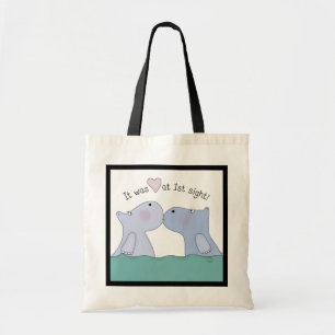 Liefde op het eerste gezicht nijlpaarden tote bag