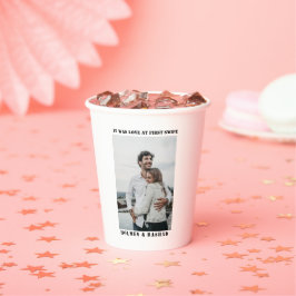 Liefde op het eerste gezicht paar Valentijnsdag Papieren Bekers