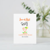 Liefde op het eerste glas orange zwarte bruidsfees briefkaart (Staand voorkant)