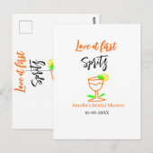 Liefde op het eerste glas orange zwarte bruidsfees briefkaart (Voorkant / Achterkant)