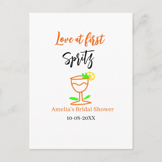 Liefde op het eerste glas orange zwarte bruidsfees briefkaart (Voorkant)