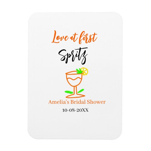 Liefde op het eerste glas orange zwarte bruidsfees magneet (Verticaal)