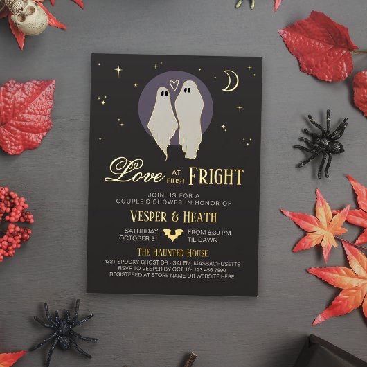 Liefde Op Het Eerste Schrik Halloween Koppel Borre Folie Uitnodiging