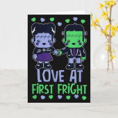 Liefde Op Het Eerste Schrik Kawaii Frankenstein Mo Kaart (Gele Bloem)