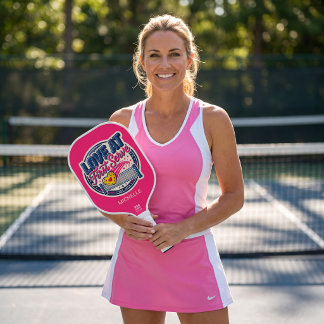 Liefde Op Het Eerste Serveren Roze Hart Naam en Op Pickleball Paddle