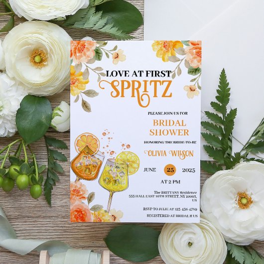 Liefde op het Eerste Spritz Bloemencocktail Bruids Kaart