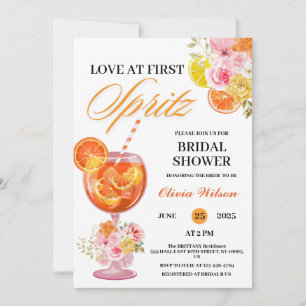 Liefde Op Het Eerste Spritz Bloemencocktail Bruids Kaart