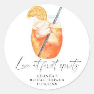 Liefde op het eerste spritz Bruids douche Ronde Sticker
