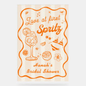 Liefde op het eerste spritz bruidsborrel verwelkom acryl bord (Voorkant)