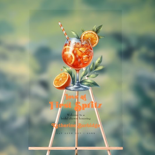 Liefde op het Eerste Spritz Bruidsborrel Welkom Acryl Bord (Neutraal)