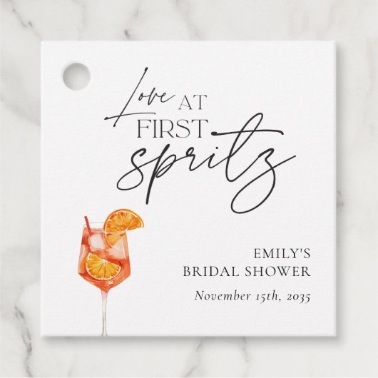Liefde Op Het Eerste Spritz Bruidsdiner Bedankjes Labels (Voorkant)