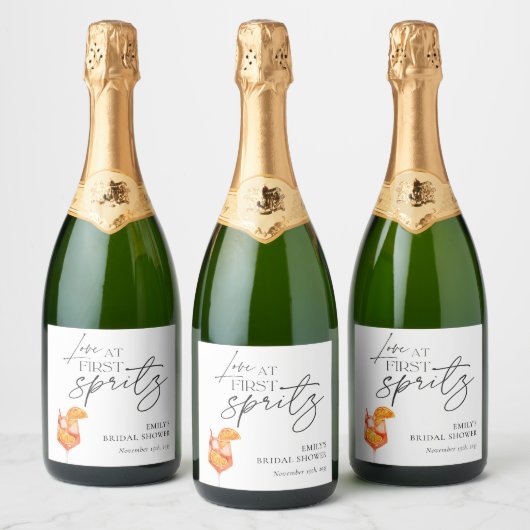 Liefde Op Het Eerste Spritz Bruidsdiner Sparkling Wijnetiket (Flessen)
