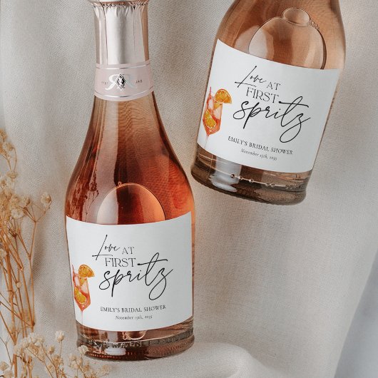 Liefde Op Het Eerste Spritz Bruidsdiner Sparkling Wijnetiket