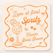 Liefde op het eerste spritz bruidsdouche kartonnen onderzetters (Voorkant)