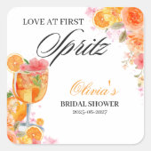 Liefde op het eerste spritz bruidsdouche vierkante sticker (Voorkant)
