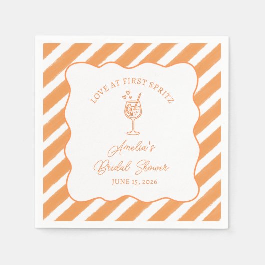 Liefde op het eerste Spritz Bruidsfeest Italiaans  Servet (Voorkant)