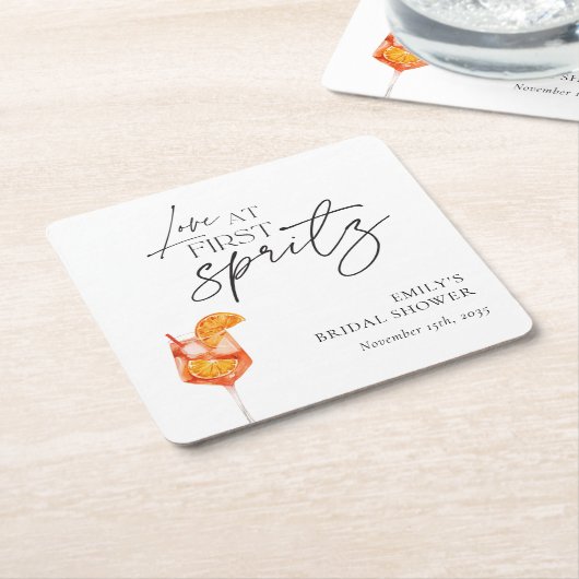 Liefde Op Het Eerste Spritz Bruidsfeest Kartonnen Onderzetters (Schuin)