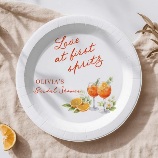 Liefde Op Het Eerste Spritz Bruidsfeest Papieren Bordje