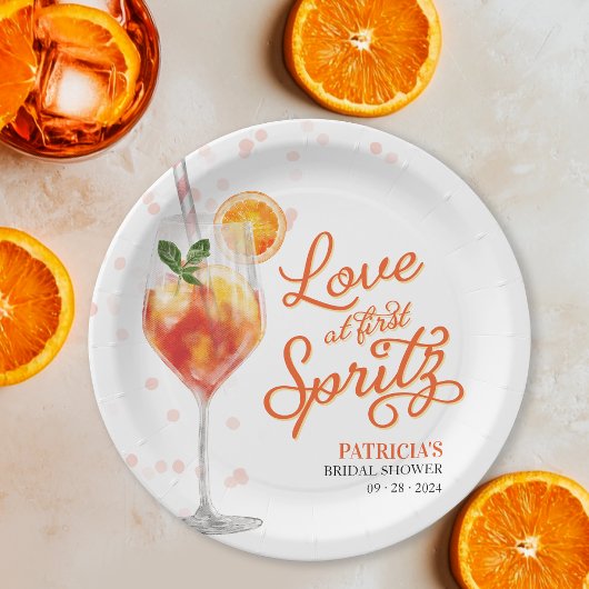 Liefde op het Eerste Spritz Bruidsfeest Papieren Bordje