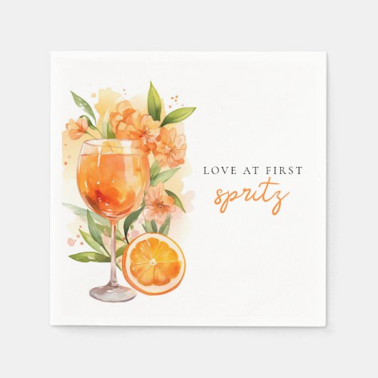 Liefde Op Het Eerste Spritz Bruidsfeest Servet (Voorkant)