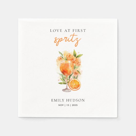 Liefde Op Het Eerste Spritz Bruidsfeest Servet (Voorkant)