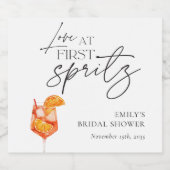 Liefde Op Het Eerste Spritz Bruidsfeest Sparkling Wijnetiket (Enkel label)