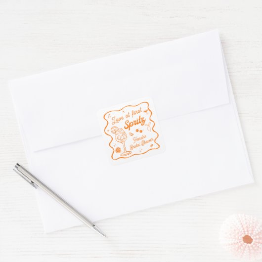 Liefde op het eerste spritz bruidsfeest vierkante sticker (Envelop)