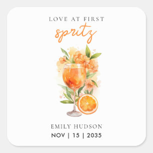 Liefde Op Het Eerste Spritz Bruidsfeest Vierkante Sticker