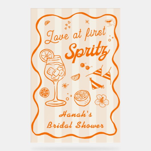 Liefde op het eerste Spritz Bruidsfeest Welkom Acryl Bord (Voorkant)